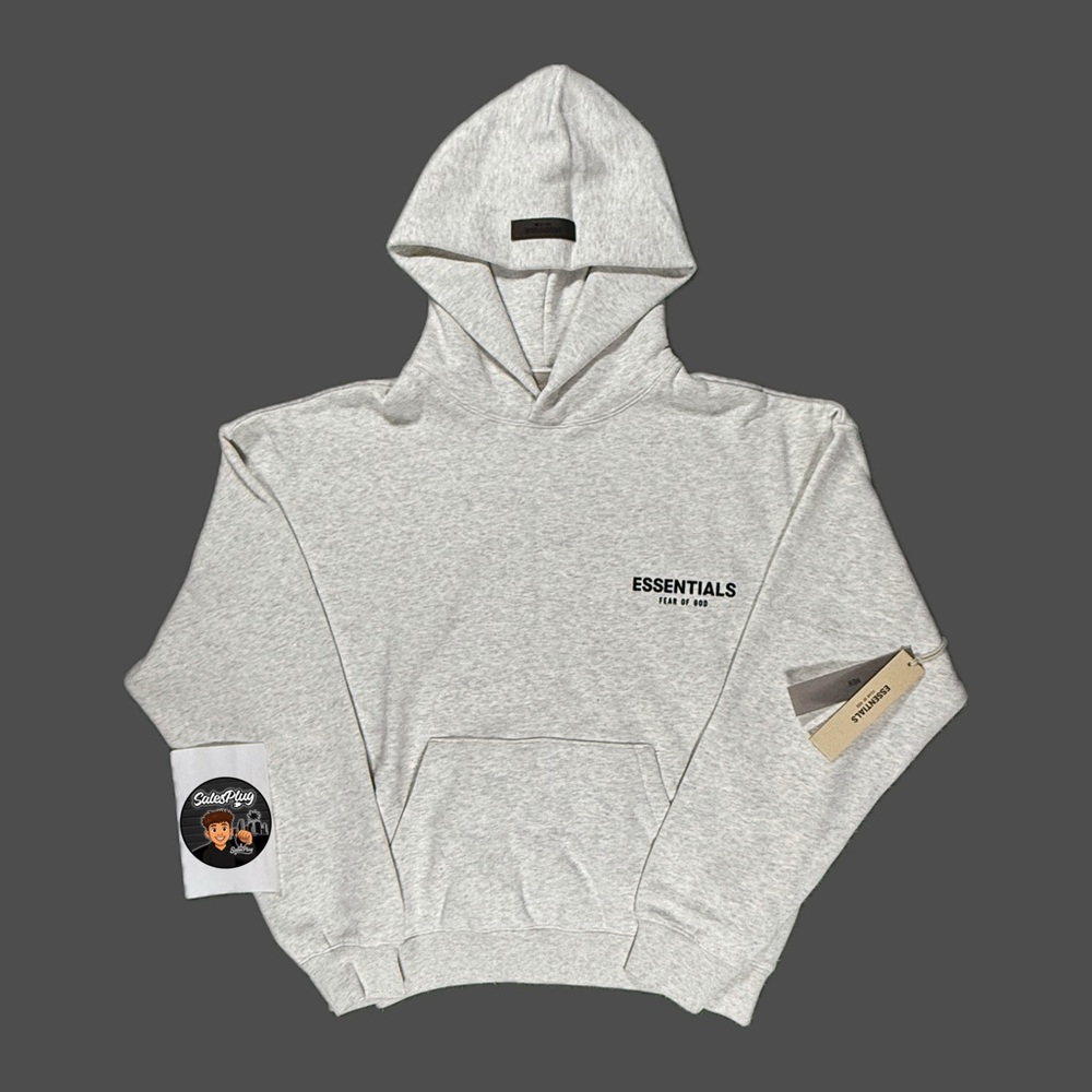 Essentials Heather Light Gray Pullover Hoodie with Small Chest Logo
